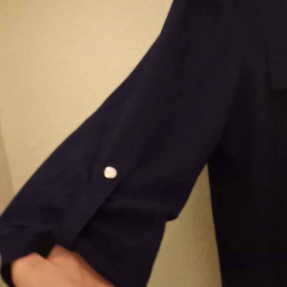Cathy Navy Crepe Blouse - Picture 5 of 14